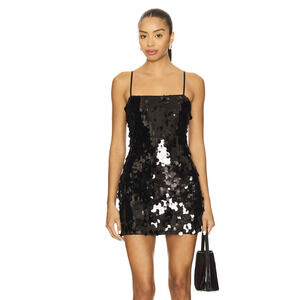 NEW MORE TO COME Yarina Mini Dress Black Sequin Party XS